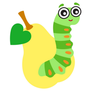 Cute Green Caterpillar On A Yellow Pear Sticker