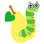 Cute Green Caterpillar On A Yellow Pear Sticker