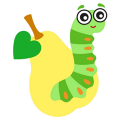 Cute Green Caterpillar On A Yellow Pear Sticker