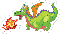 Cute Green Fire Breathing Dragon Sticker