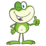 Cute Green Frog Cartoon Thumb Up Sticker