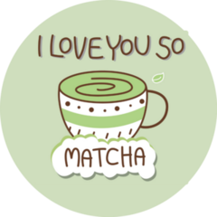 Cute Green Tea Cup I Love You Matcha Sticker