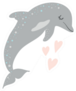Cute Grey Dolphin Heart Art Sticker