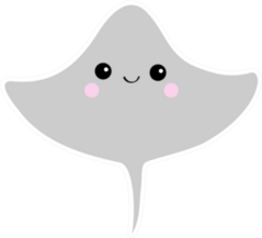 Cute Grey Smiling Stingray Sticker