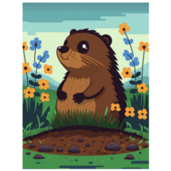 Cute Groundhog Day In Flowers Sticker