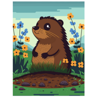Cute Groundhog Day In Flowers Sticker