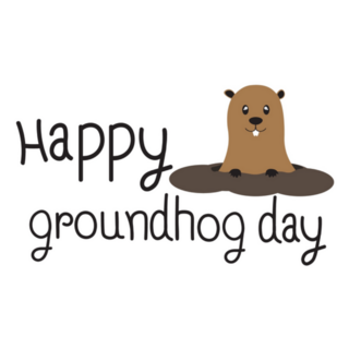 Cute Groundhog Looking From Burrow Lettering Sticker