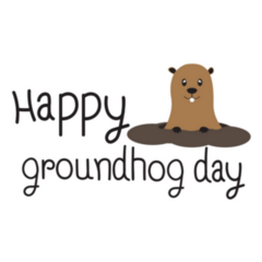 Cute Groundhog Looking From Burrow Lettering Sticker
