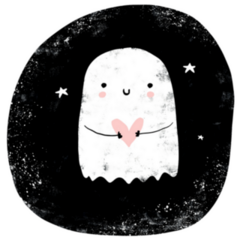 Cute Halloween Ghost With Heart Sticker