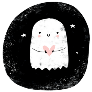 Cute Halloween Ghost With Heart Sticker