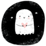 Cute Halloween Ghost With Heart Sticker
