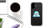 Cute Hamster Running In Rolling Wheel Sticker on a Phone (New) example
