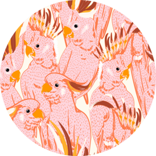 Cute Hand Drawing Doodle Pink Cockatoo Pattern Sticker