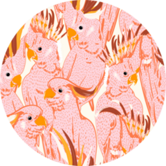 Cute Hand Drawing Doodle Pink Cockatoo Pattern Sticker