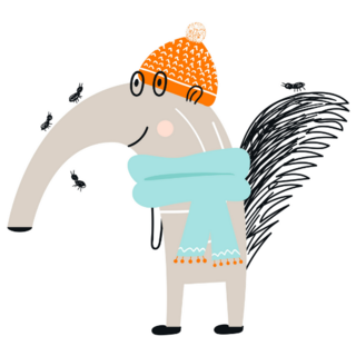 Cute Hand Drawn Anteater In Hat Sticker