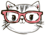 Cute Hand Drawn Cat With Glasses Sticker