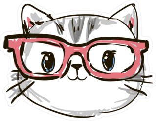 Cute Hand Drawn Cat With Glasses Sticker