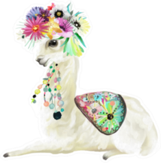 Cute Hand Painted Mexican Llama Sticker