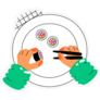 Cute Hands Eating Sushi Sticker