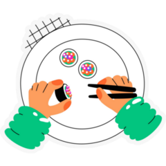 Cute Hands Eating Sushi Sticker