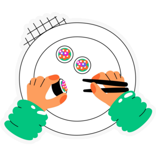 Cute Hands Eating Sushi Sticker