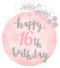 Cute Happy 16th Birthday Sticker