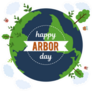 Cute Happy Arbor Day Cartoon Sticker