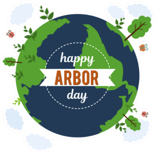 Cute Happy Arbor Day Cartoon Sticker