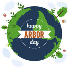 Cute Happy Arbor Day Cartoon Sticker