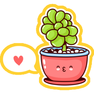Cute Happy Kawaii Potted Succulent Sticker