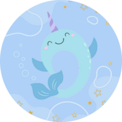 Cute Happy Narwhal Sticker