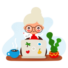 Cute Happy Smiling Woman Working At Home Sticker