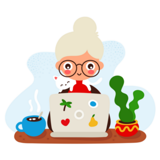 Cute Happy Smiling Woman Working At Home Sticker