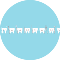Cute Happy Tooth With Mask And Dental Tools Icons Sticker