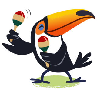 Cute Happy Toucan Playing Maracas Sticker