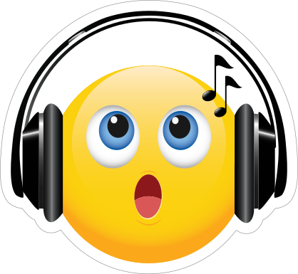 Cute Headphones Singing Emoji Sticker