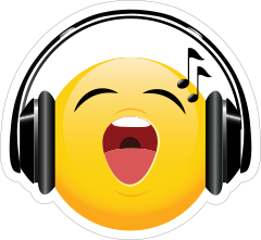 Cute Headphones Singing Loudly Emoji Sticker