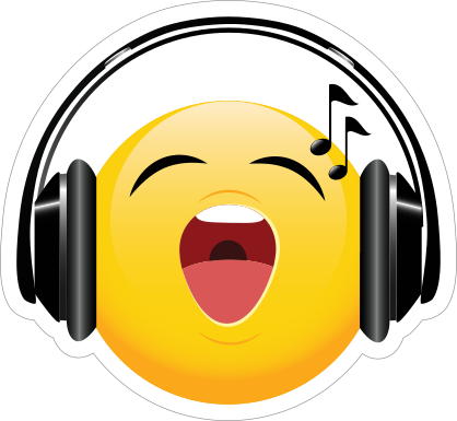 Cute Headphones Singing Loudly Emoji Sticker