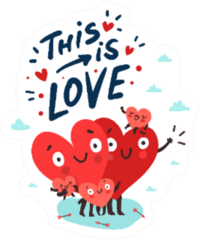 Cute Heart Family This Is Love Illustration Sticker