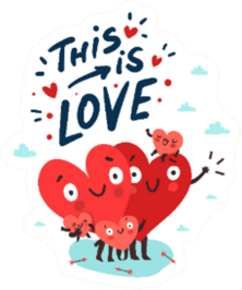 Cute Heart Family This Is Love Illustration Sticker