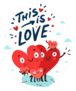 Cute Heart Family This Is Love Illustration Sticker