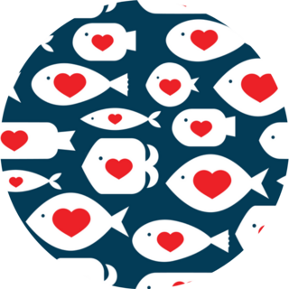 Cute Heart Fish Pattern Sticker