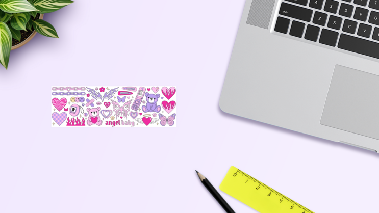 Cute Heart Sticker Sheet on a Desk (New) example