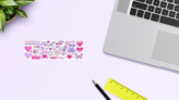 Cute Heart Sticker Sheet on a Desk (New) example