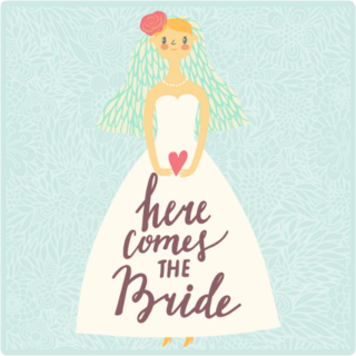 Cute Here Comes The Bride Blue Sticker