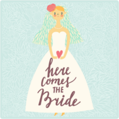 Cute Here Comes The Bride Blue Sticker