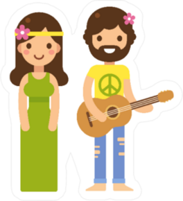 Cute Hippie Couple Cartoon Sticker