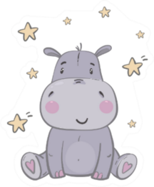 Cute Hippo And Stars Sticker