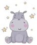 Cute Hippo And Stars Sticker
