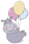 Cute Hippo Baby With Balloons Sticker